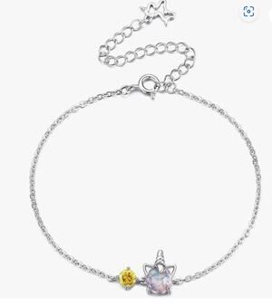 Opal Unicorn Bracelet Sterling Silver Lobster Claw Cubic Zirconia unicorn